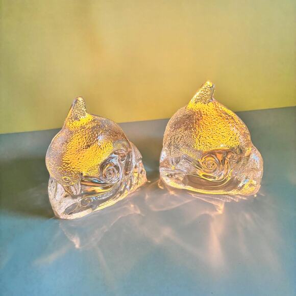 Partylite Dolphin Tealight Holders-Heavy Glass Candle Set-Retired Coastal Décor - Picture 2 of 7